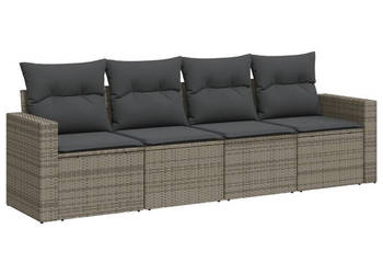 4-cz. zestaw wypoczynkowy do ogrodu poduszki szary rattan PE WM-3218670