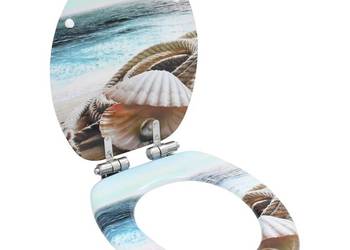 vidaXL Deska klozetowa wolnoopadająca, MDF, wzór z muszlami(SKU:143924)