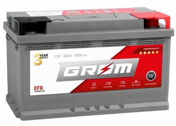Akumulator 80Ah 800A Grom EFB start&stop P+ niski