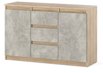 Komoda Wysoka Z 3 Szufladami Do Sypialni Salonu 120cm Agnes Sonoma Beton