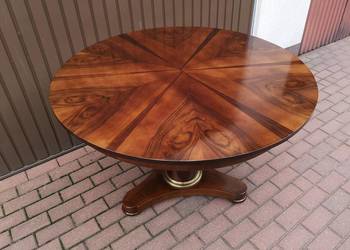 Stół Art-Deco Orzech Biedermeier Unikat Okrągły 115 Antyk Stary Rozkładany