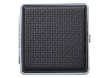 Czarna Metalowa Papierośnica Pokryta Ekoskórą na Wzór Plecionki Gentelo