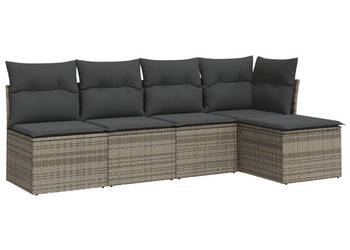 5-cz. zestaw wypoczynkowy do ogrodu poduszki szary rattan PE WM-3217520