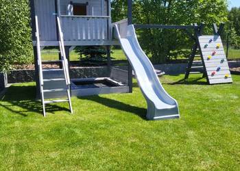 Plac zabaw nowoczesny domek dla dzieci huśtawki ślizg montaż gratis