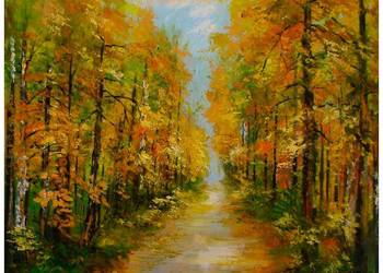 Magiczna aleja jesienna obraz olejny 50-50cm  390,- dostępny