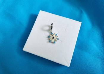 nowa unikatowa zawieszka charms beads błyszczący płatek śniegu srebro 925