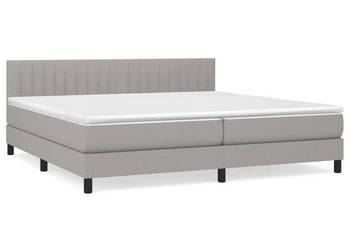 Łóżko kontynentalne z materacem jasnoszare tkanina 200x200 cm WM-3140241