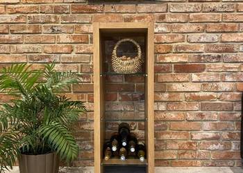 Witryna otwarta, słupek vintage, drewno dębowe retro