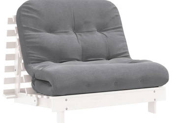 Sofa rozkładana typu futon z materacem biała 100x206x11 cm WM-846767