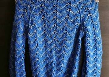 kobaltowy sweter ze srebrną nitką xs 34 s 36