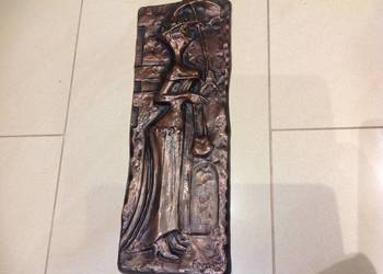 Stara Płaskorzeźba Miedziana Sygnowana