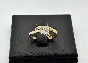 Złoty pierścionek pr 585 1,85g (Rozmiar 11) z 3 Diamentami