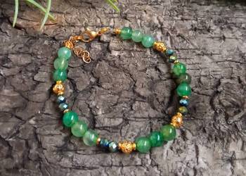 Bransoletka agat zielony lawa wulkaniczna