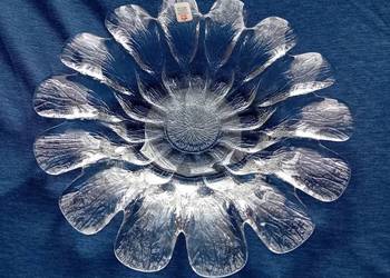 Miska Holmegaard, sygnowana, szkło mrożone. Proj. Sidse Werner, lata 80-e.