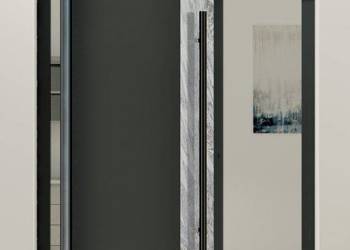 PIVOT V41 - aluminum front door pivot with white rock stone texture