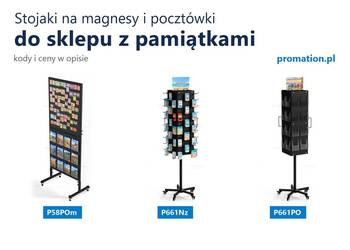 Stojaki na magnesy, breloki i pocztówki do sklepu z pamiątkami