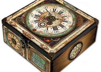 SZKATUŁKA pudełko steampunk TIME MACHINE 20x20