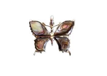 7544. Motyl z Muszlą Abalone w Srebrze.