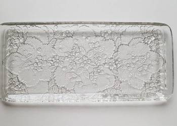 Taca / tacka Poziomki / Strawberry (nr 2), Ząbkowice, szkło PRL