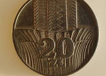 Moneta 20 zł bez znaku mennicy 1974 wieżowiec i Kłosy