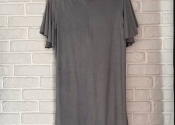 Jasna szara jasnoszara sukienka mini eko zamsz falbany Mohito XL 42 Jasna szara jasnoszara sukienka mini eko zamsz falbany Mohito XL 42