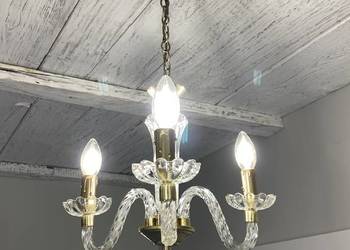 Francuski kryształowy Żyrandol vintage nr. 21 mosiądz szkło