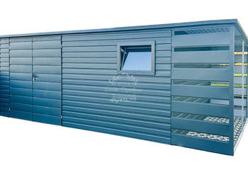 Schowek  Domek Ogrodowy 4,5x2m + Wiata 1m - Brama  Antracyt ID617