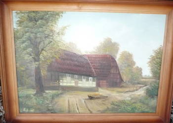 Obraz olejny krajobraz wieś
