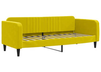 Sofa z funkcją spania żółta obita aksamitem 80x200 cm WM-354084