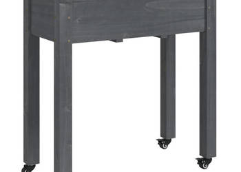 Donica na kółkach z wyściółką szara 71x37x80 cm jodłowa WM-3157825