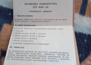 Sprzedam instrukcję obsługi do kuchenki elektrycznej typ KZP-2,5