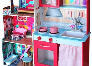 Duży domek dla lalek + kuchnia 2w1 113 cm | domek + kuchnia dla dzieci | pr