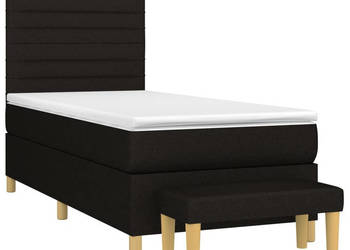 Łóżko kontynentalne z materacem czarne tkanina 90x200 cm WM-3137207