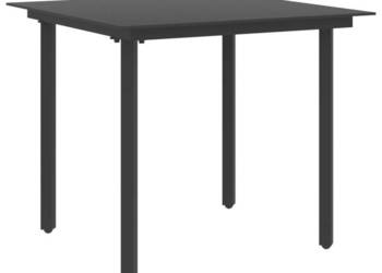 Stół ogrodowy czarny 80x80x74 cm stal i szkło WM-313109