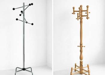 WIESZAK na ubrania stojący drewniany dębowy biurowy do przedpokoju metalowy