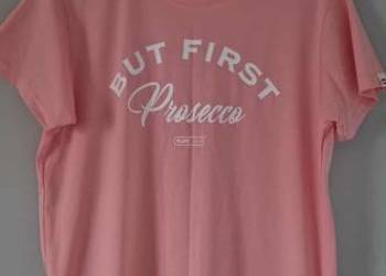 T-shirt Plny But First Prosecco pudrowy róż bawełna rozm. XS