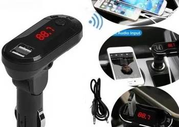 NOWY transmiter FM Bluetooth x2 USB SD samochodowy