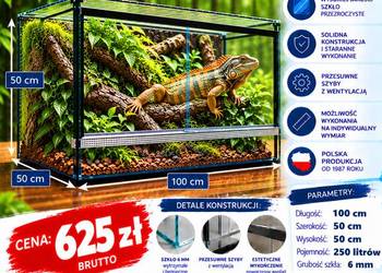 Terrarium szklane 100x50x50 cm – szkło 6 mm – producent Trans-Glass