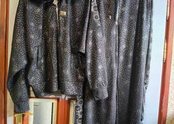 Komplet damski T.A.T.U. 44 czarny cyrkonie futerko bluza + spodnie