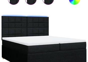 Łóżko kontynentalne z materacem czarne tkanina 200x200 cm WM-3294465
