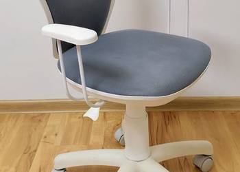 Fotel Krzesło Obrotowe Dla Dzieci Dziewczynki Biało-szare szkolne