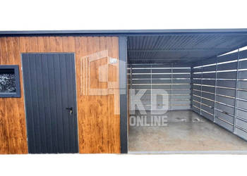 DOMEK OGRODOWY - SCHOWEK 3x4 + Wiata 3x4 Drzwi Okno TKD200