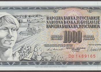 JUGOSŁAWIA 1000 DINARÓW 1981 - STAN BANKOWY UNC