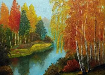 Obraz olejny "Jesień nad wodą"