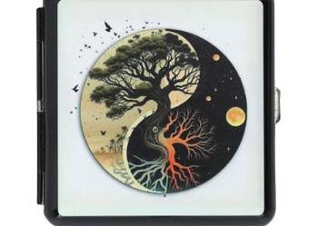 Metalowa Papierośnica z Nadrukiem Drzewa Życia Symboliczna Yin-Yang Gentelo
