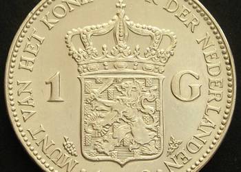 HOLANDIA 1 GULDEN 1940 - KRÓLOWA WILHELMINA - SREBRO