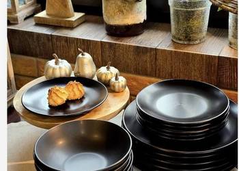 Promocja 159 zł Zestaw 18 sztuk talerzy czarny mat