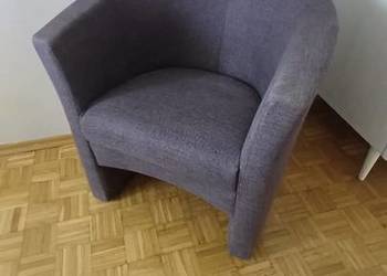 Fotel kubełkowy tapicerowany gołębi szary fiolet stan dobry [wola]