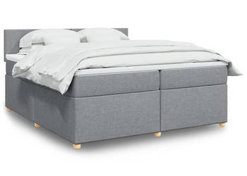 Łóżko kontynentalne z materacem jasnoszare tkanina 200x200 cm WM-3289080