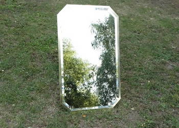 Duże lustro kryształowe z fazą w złotej ramie Schöninger Vintage ~105x65 cm